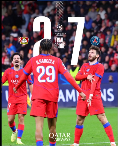 PSG Humiliate Bayer Leverkusen 7-2 in a Champions League Masterclass