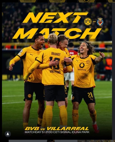 Borussia Dortmund vs Villarreal: UCL Matchday 5 Prediction