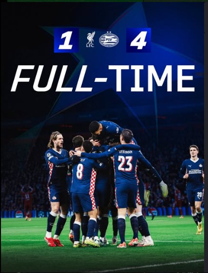 PSV Stun Liverpool 4–1 at Anfield as Reds’ Crisis Deepens in Champions League