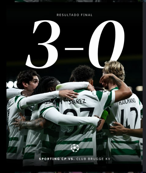 Sporting CP Cruise to a 3โ0 Victory Over Club Brugge in Dominant Champions League Display