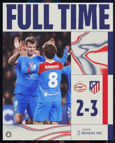 PSV 2-3 Atlético Madrid: Los Rojiblancos Show Grit in Thrilling UCL Victory