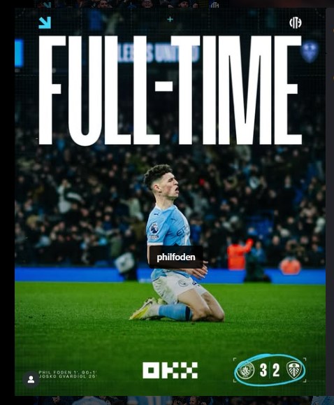 Manchester City vs Leeds: Foden Delivers Late Winner in Dramatic 3–2 Victory