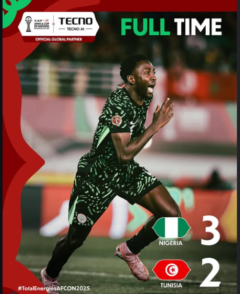 Nigeria Edge Tunisia 3-2 in AFCON Thriller as Osimhen and Lookman Shine