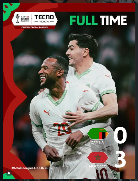 Morocco Crush Zambia 3-0 to Win Group A as El Kaabi and Díaz Shine at AFCON