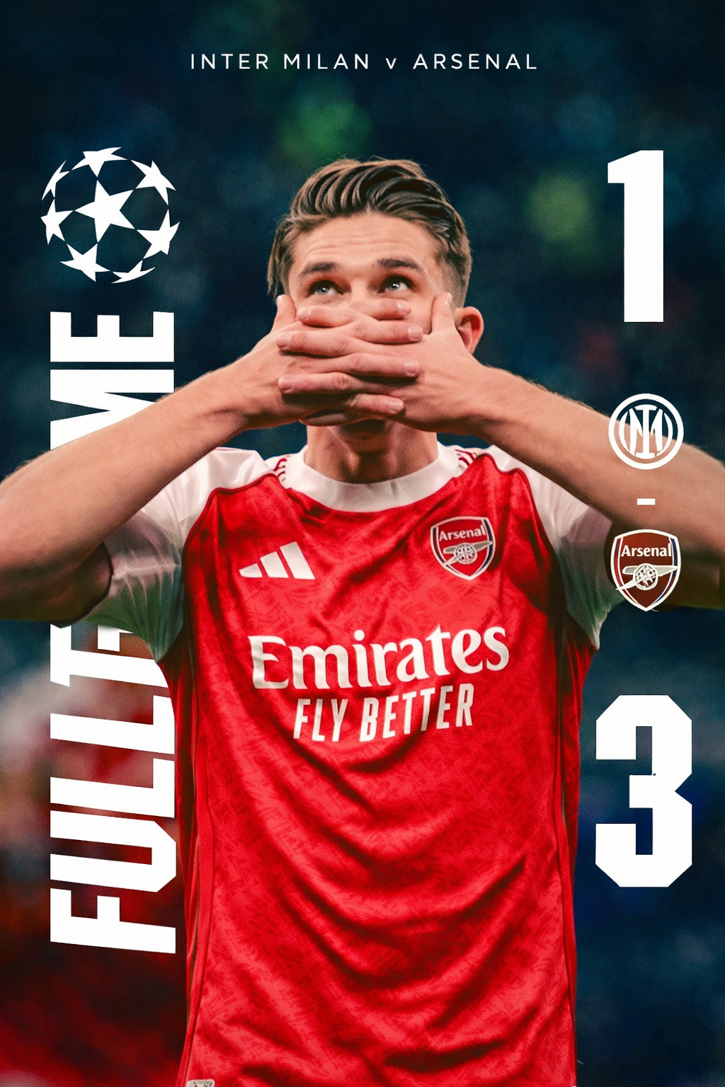 Arsenal Thrash Inter Milan 3โ1 to Seal Seventh Straight Champions League Win