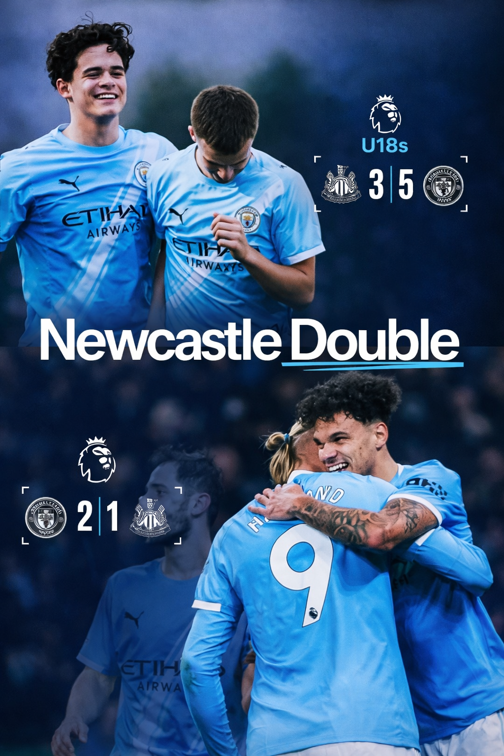 Man City 2-1 Newcastle: O’Reilly Brace Sends City Two Points Behind Arsenal