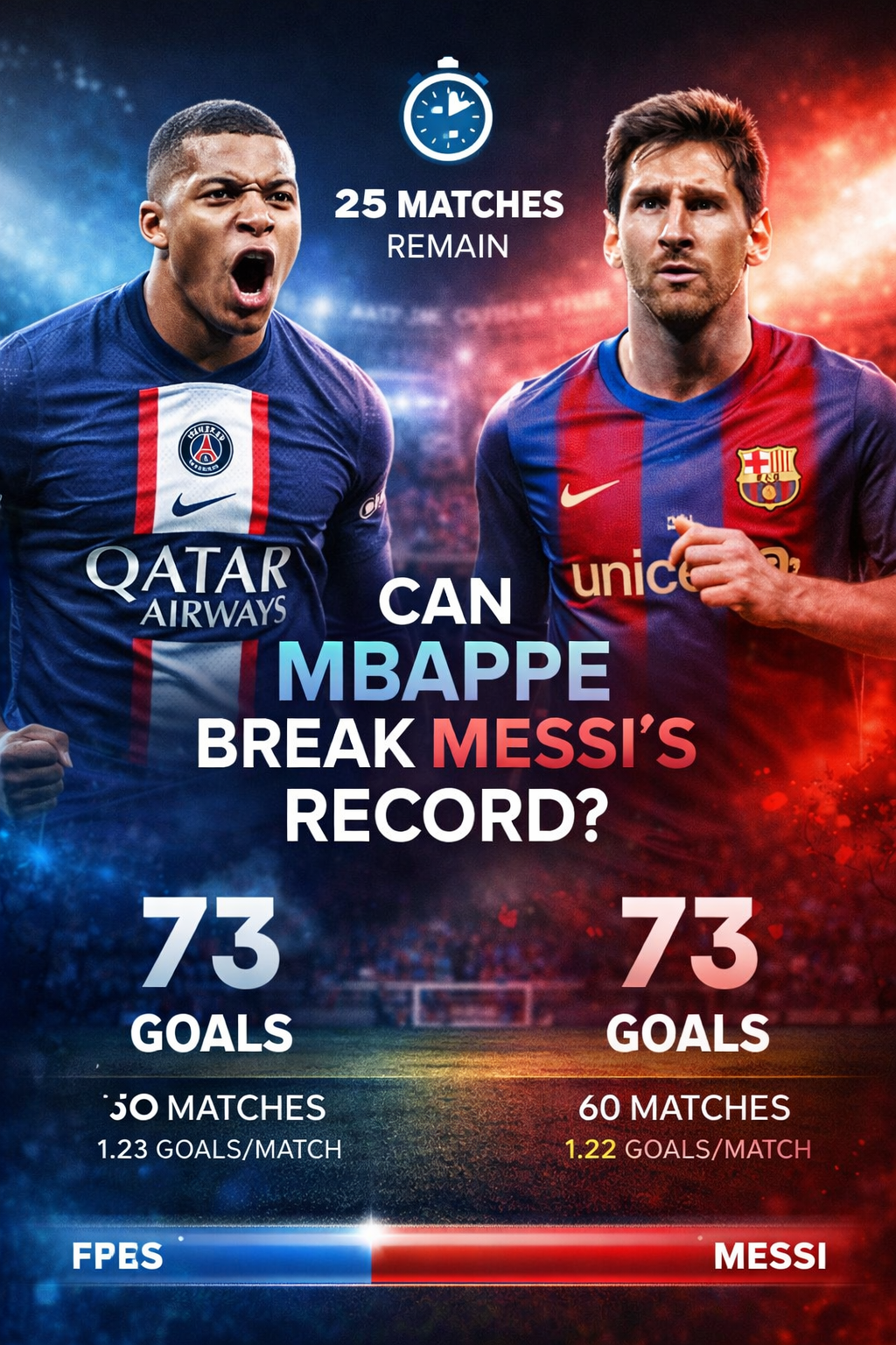 Can Kylian Mbappรฉ Break Lionel Messiโs 73-Goal Record?