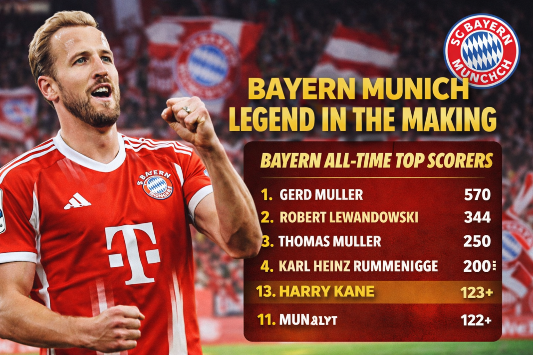 Harry Kane’s Bayern Munich Legacy: Record-Breaking Start and Rise Among Bayern’s All-Time Top Scorers