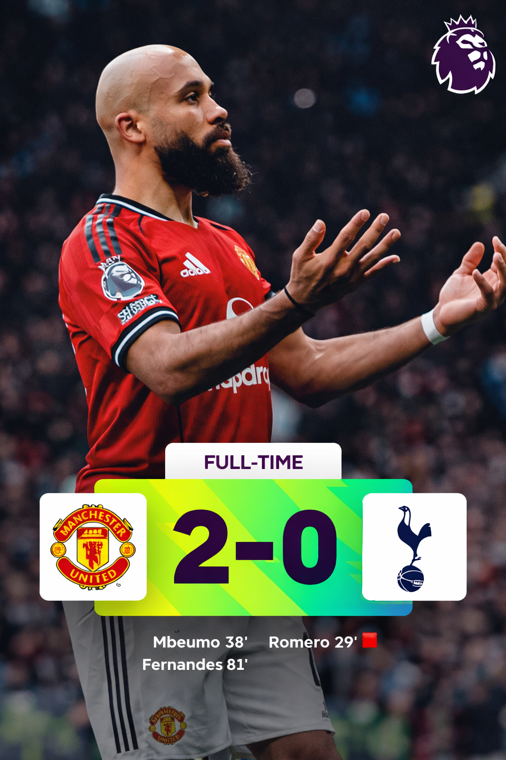 Manchester United 2-0 Tottenham: Red Devils Cruise Past 10-Man Spurs at Old Trafford