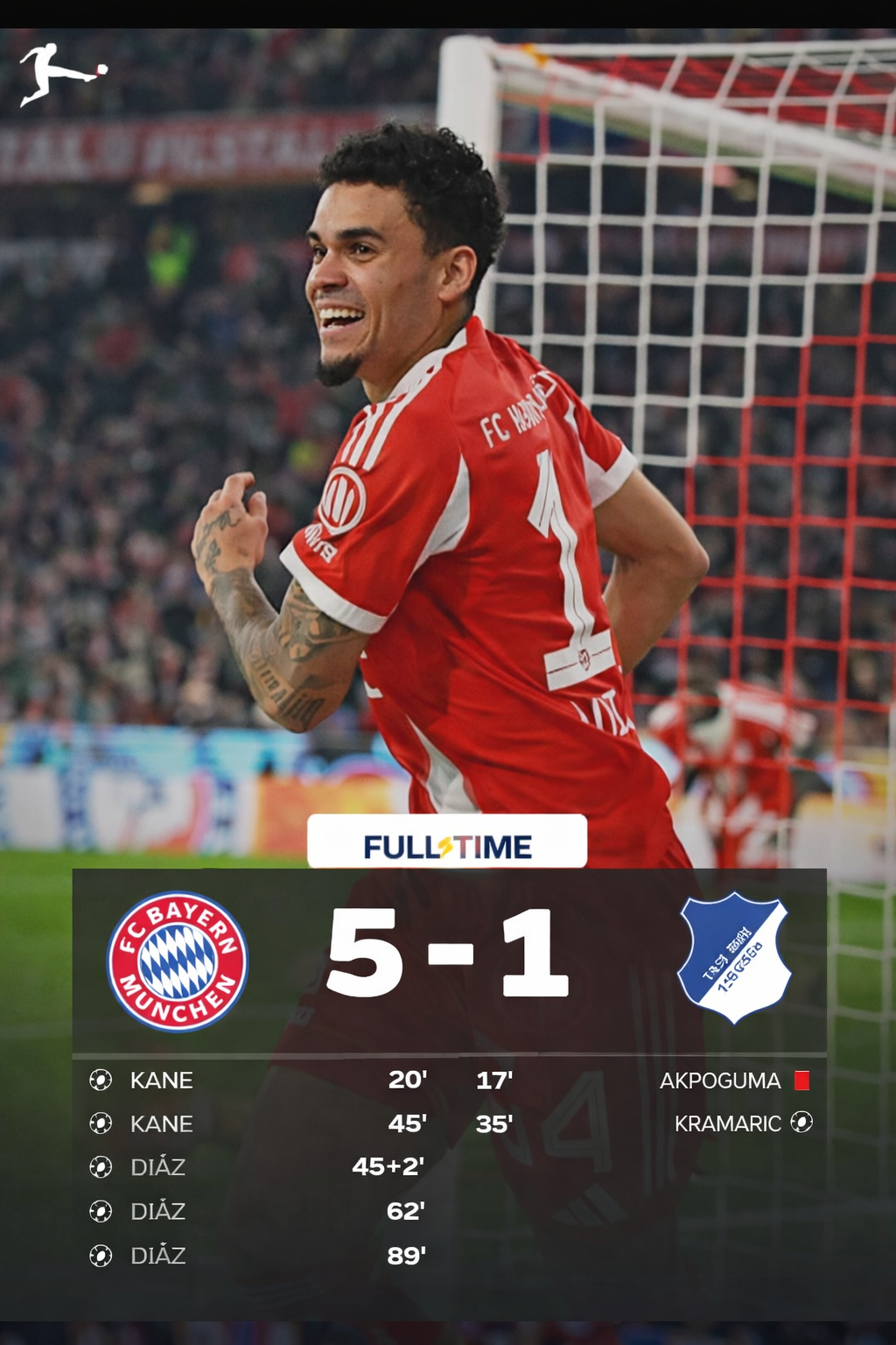 Bayern Munich 5-1 Hoffenheim: Luis Díaz Hat-Trick Headlines Bayern Goal Fest