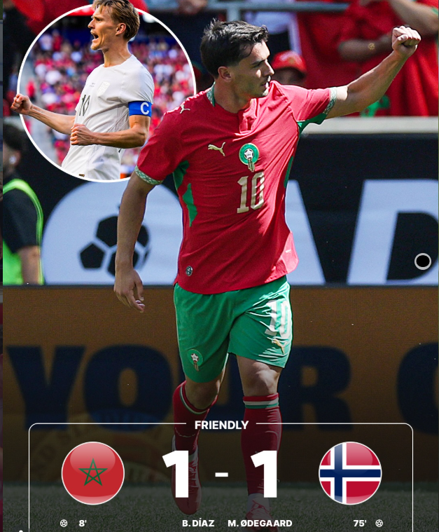 Morocco 1-1 Norway: Brahim DÃaz and Ødegaard Share the Spoils in Entertaining Friendly