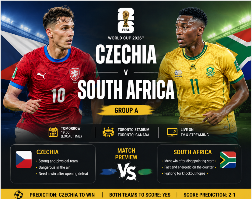 Czechia vs South Africa Prediction: Can Bafana Bafana Keep Their World Cup Dream Alive?