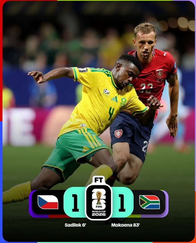 Czech Republic 1-1 South Africa: Bafana Bafana End 16-Year World Cup Goal Drought in Historic Draw