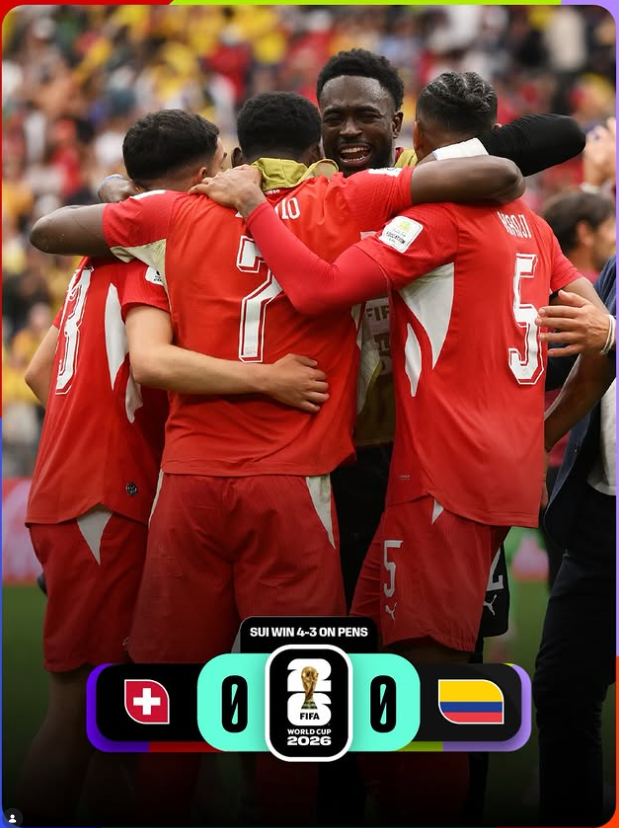 Switzerland vs Colombia Result: Swiss Win Penalty Shootout to Reach Historic Quarter-Finals