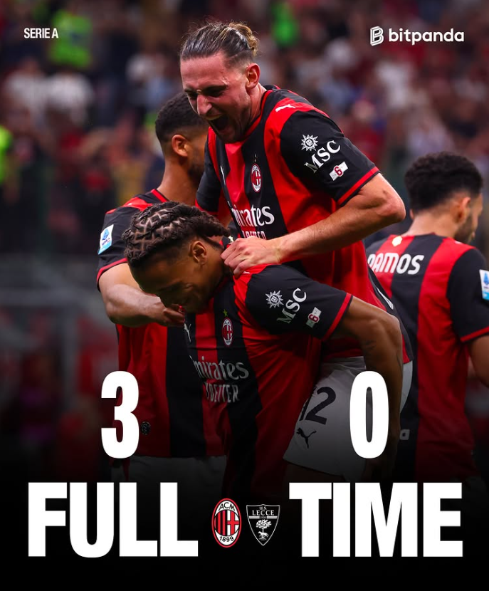 AC Milan Beat Lecce 3-0 as Pulisic, Rabiot and Moreira Deliver