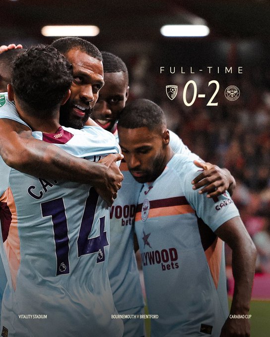 Bournemouth 0-2 Brentford: EFL Cup 1/32-Final Match Recap