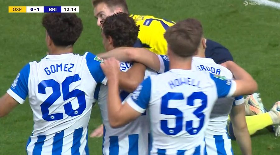 Brighton Demolish Oxford United 6-0 in EFL Cup 1/32 Finals