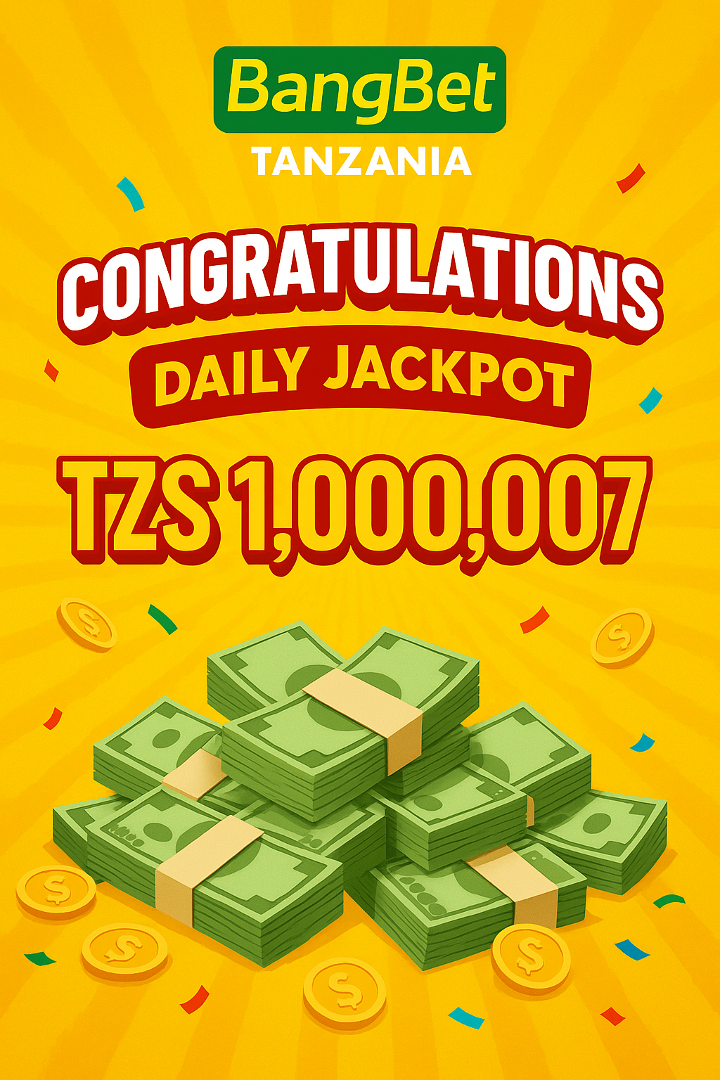 Bangbet Tanzania Daily Jackpot Winner Takes Home TZS 1,000,007