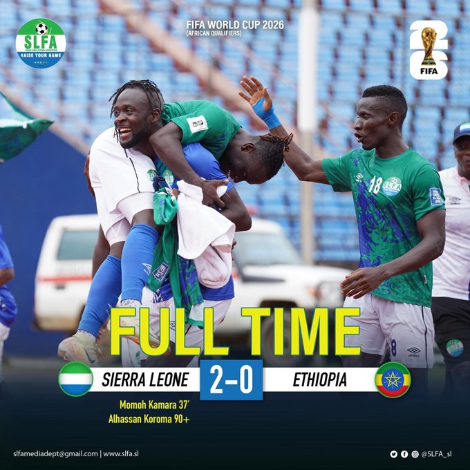 Sierra Leone 2-0 Ethiopia – World Cup Qualifiers Match Report