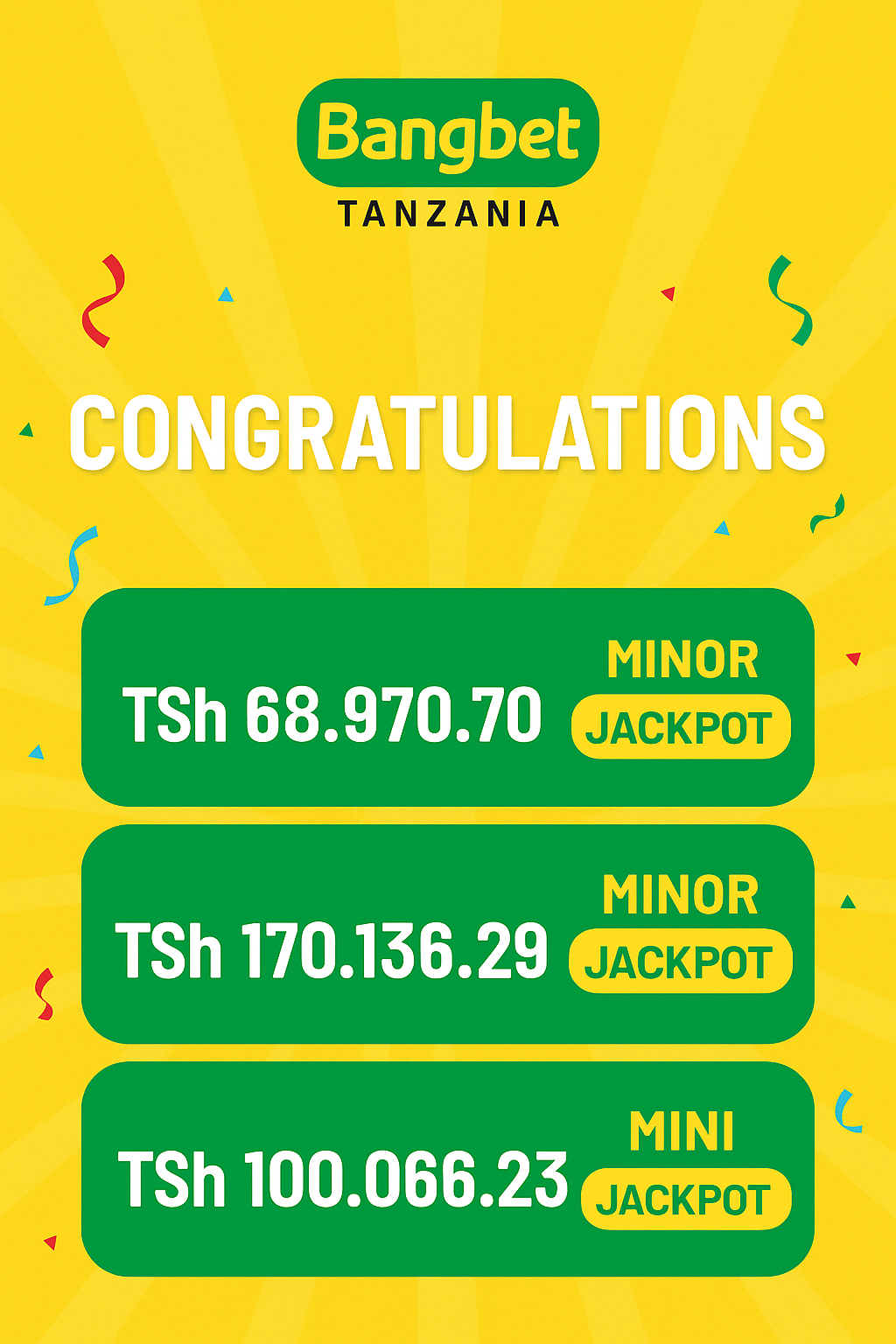 Bangbet Tanzania Daily Jackpot Winners — Big Wins Every Day!