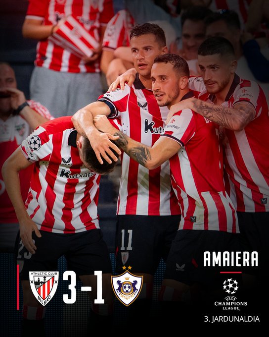 Athletic Club Roar Back to Beat Qarabağ FK 3-1 in UCL Comeback Thriller