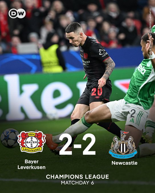 Leverkusen 2-2 Newcastle: Grimaldo Strikes Late as UCL Thriller Ends Level