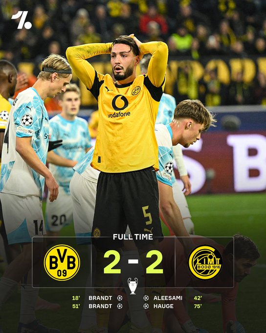 Dortmund Held 2-2 by Bodø/Glimt in UCL Thriller