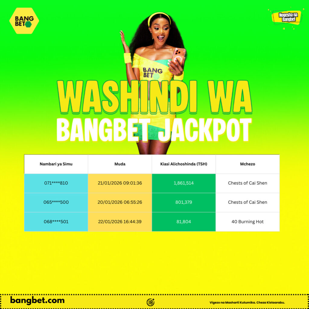 Bangbet Tanzania Daily Jackpot Winners: Big Wins from 20–22 January 2026