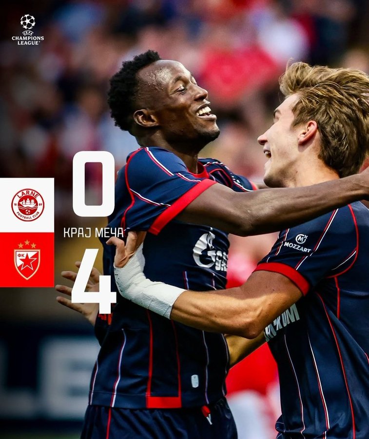 Crvena Zvezda Thrash Larne 4-0 to Take Command in Champions League Qualifiers