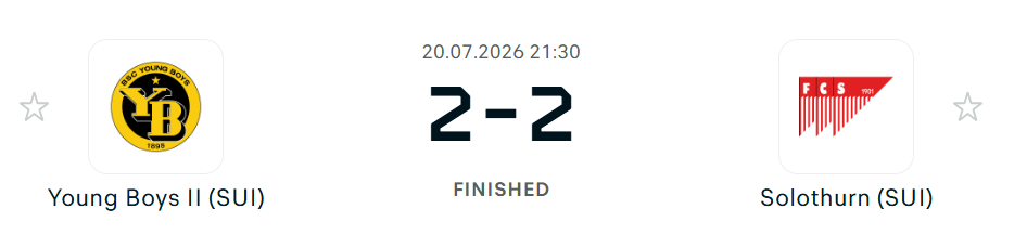Young Boys II Hold Solothurn in 2-2 Friendly Draw