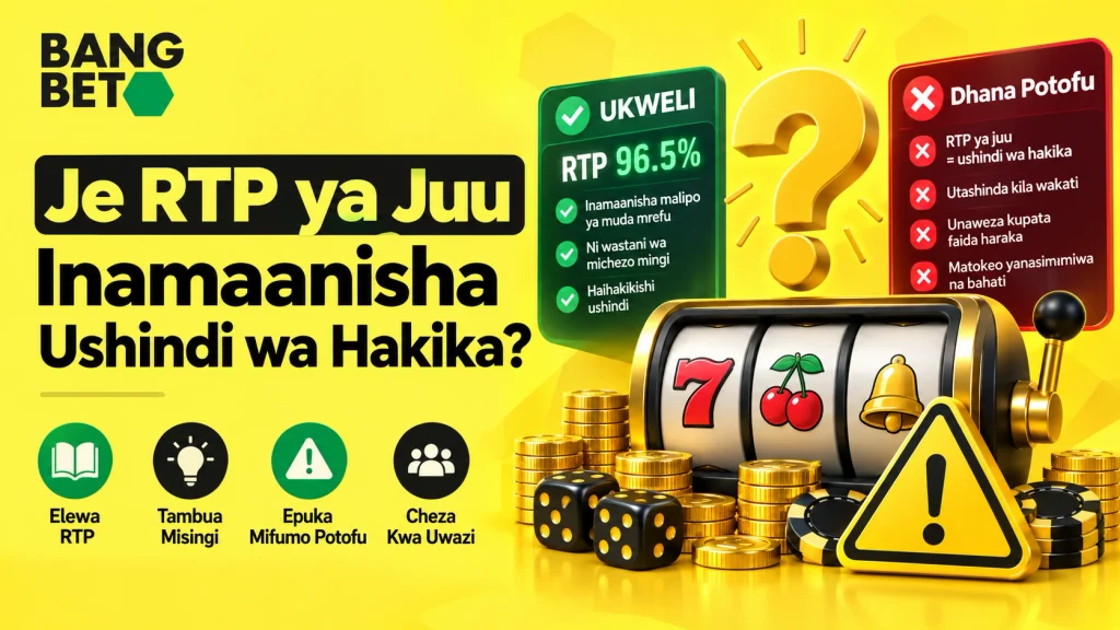 Kielelezo kinachofafanua tofauti kati ya RTP, House Edge, RNG na Volatility kwenye michezo ya casino.