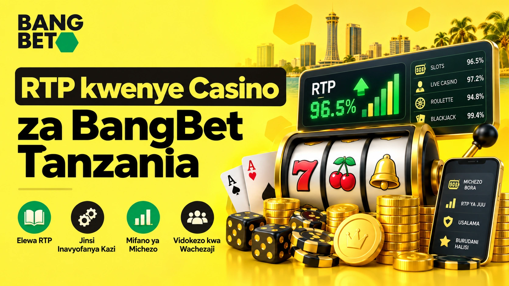 Kielelezo kinachofafanua tofauti kati ya RTP, House Edge, RNG na Volatility kwenye michezo ya casino.