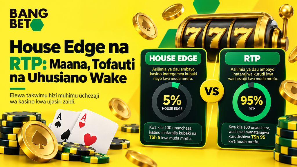 house-edge-na-rtp-maana-tofauti-na-uhusiano Ulinganisho wa House Edge ya TSh 5 na RTP ya TSh 95 kwa kila dau la TSh 100 kwenye mashine ya slot ya casino.