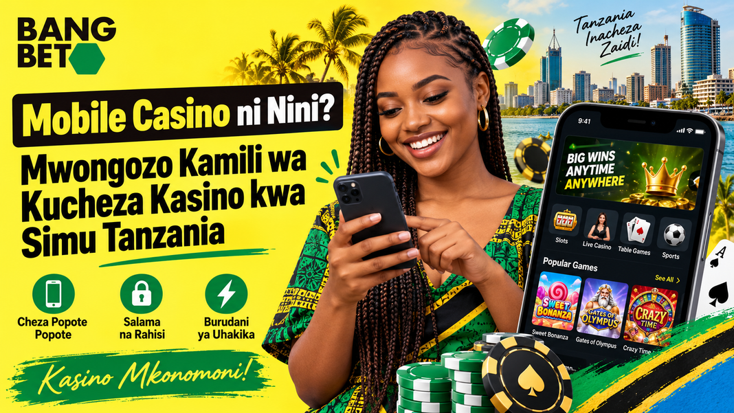 Mwanamke wa Kitanzania akitabasamu huku akitumia simu ya mkononi kucheza michezo ya kasino mtandaoni.