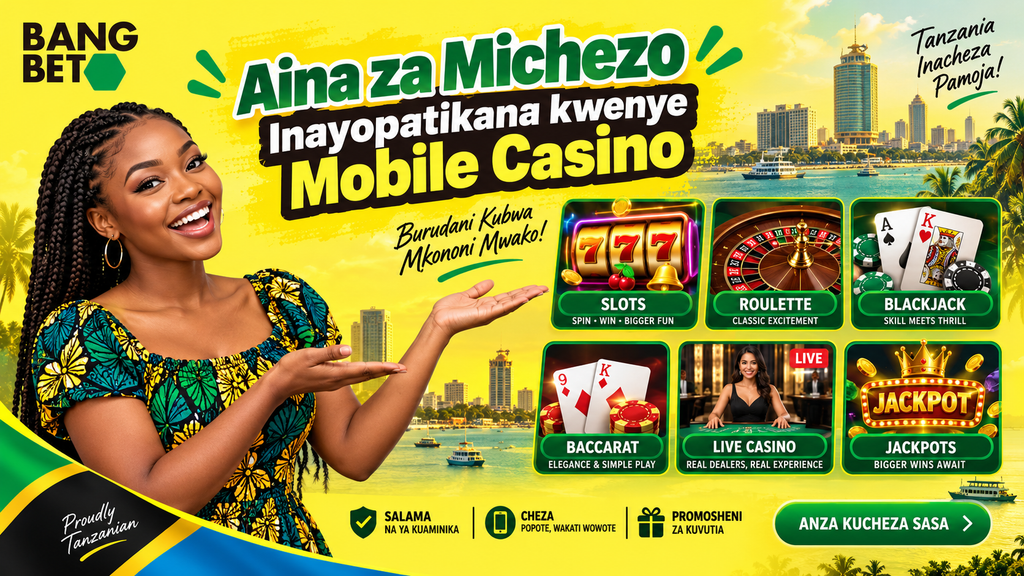 Mwanamke akionyesha orodha ya michezo ya kasino ya simu kama Slots, Roulette, Blackjack, Baccarat na Live Casino.