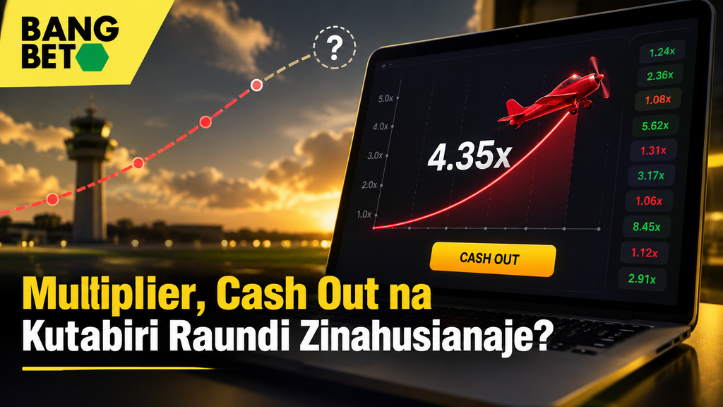 Multiplier, Cash Out na Kutabiri Raundi Zinausianaje kwenye Aviator? Kompyuta mpakato inayoonyesha grafu ya ndege ya Aviator, viwango vya multiplier, na kitufe cha cash out