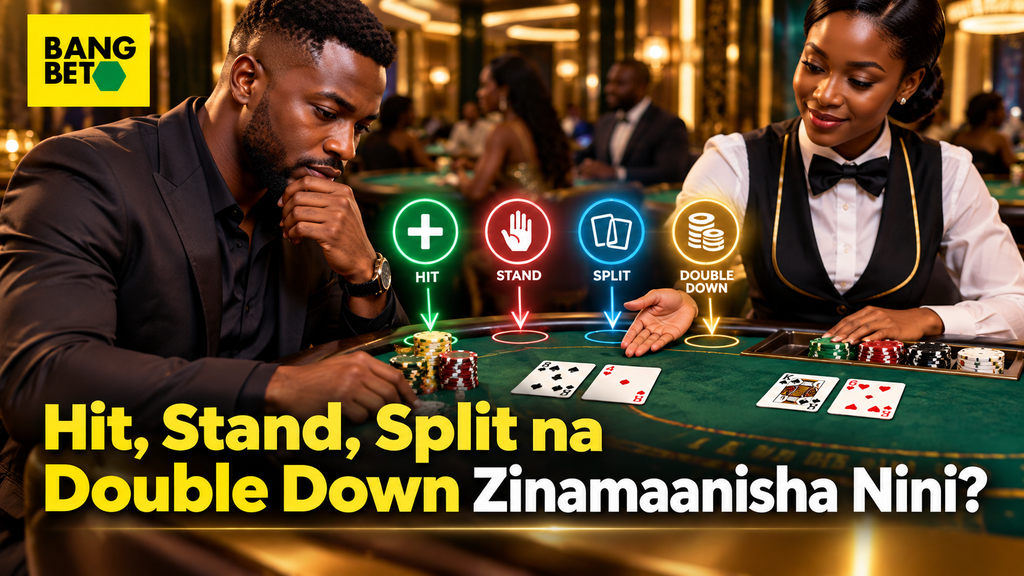 Sheria za Hit, Stand, Split na Double Down Kwenye Live Blackjack Muhtasari wa vitendo vya Hit, Stand, Split na Double Down vinavyotumika wakati wa mchezo wa Blackjack