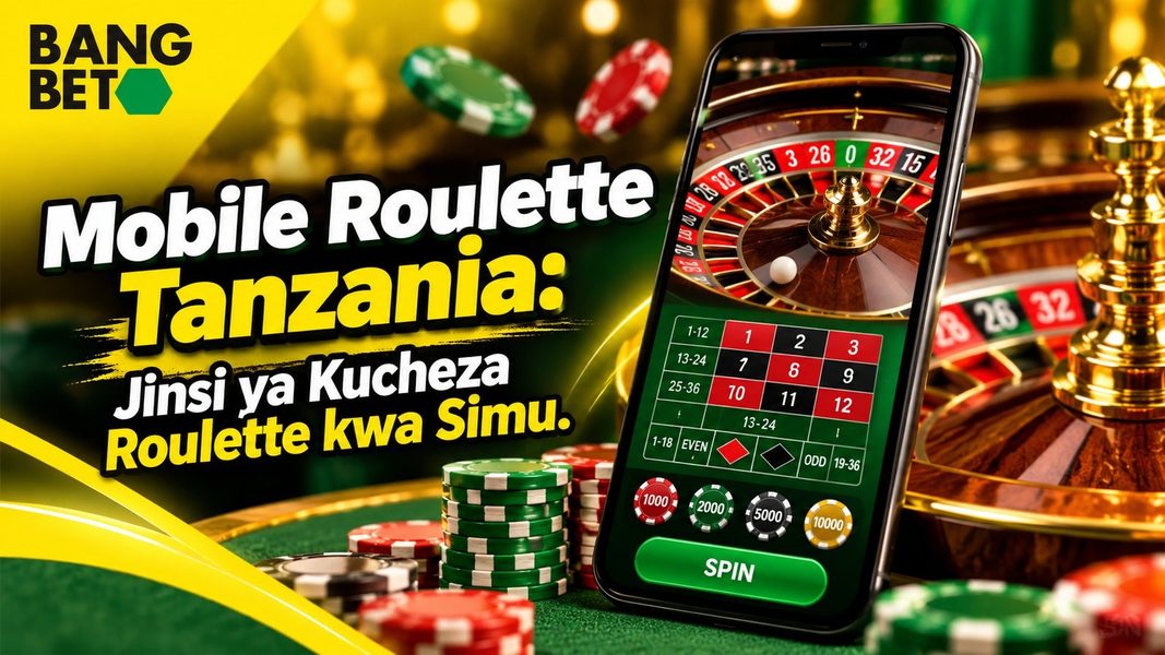 Simu mahiri inayoonyesha gurudumu na jedwali la roulette la mtandaoni likiwa na kitufe cha kuzungusha (spin).
