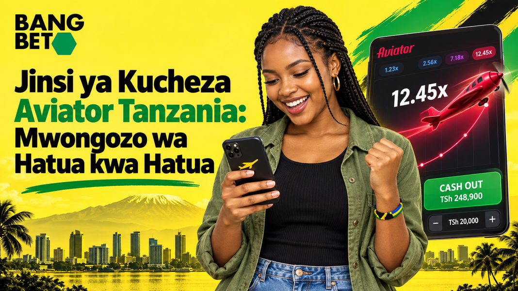 Msichana akishikilia simu ya mkononi huku akishangilia ushindi kwenye mchezo wa Aviator wenye kitufe cha Cash Out