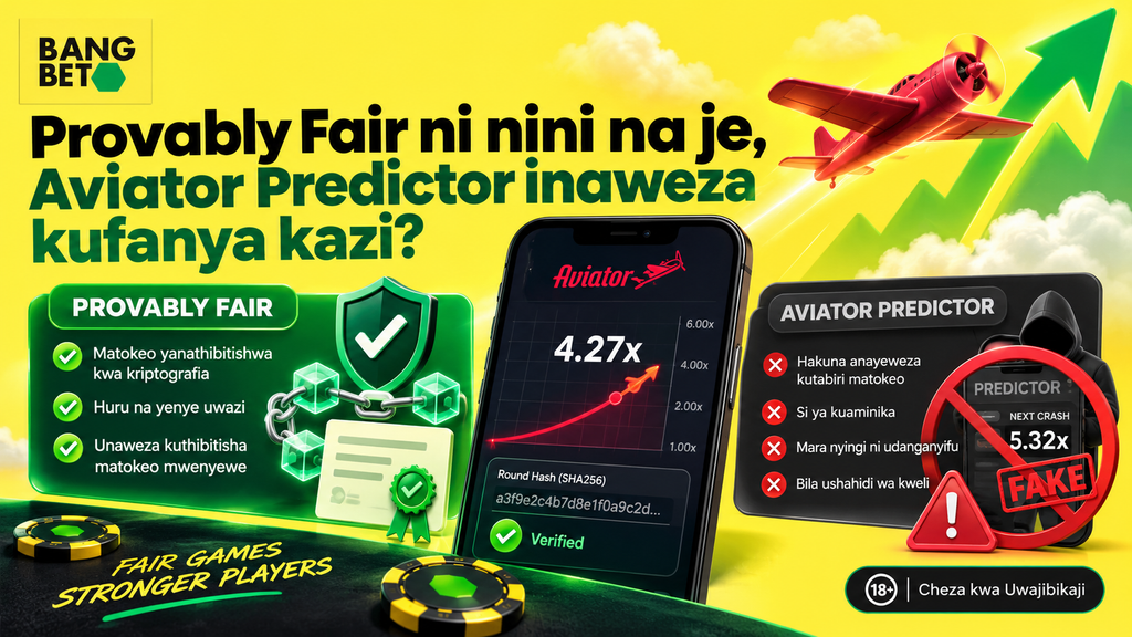 Provably Fair ni Nini na Je, Aviator Predictor Inaweza Kufanya Kazi? Simu inayoonyesha mfumo wa Provably Fair na onyo dhidi ya programu bandia za Aviator Predictor