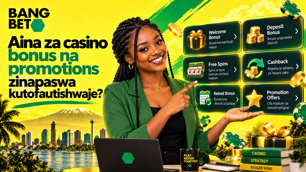 aina-za-casino-bonus-na-promotions-bangbet-tanzania Mwanamke akionesha kioo chenye aina mbalimbali za casino bonus kama Welcome Bonus, Free Spins, Deposit Bonus na Cashback.