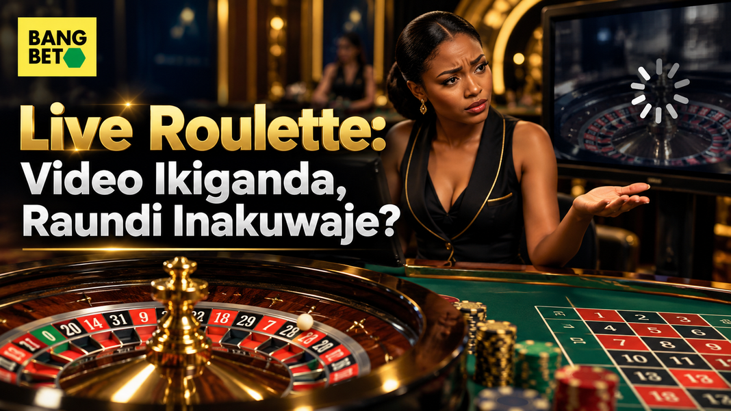 uuzaji wa kasino ya mtandaoni akiwa ameduwaa huku skrini ikionyesha alama ya kuchelewa kwa mtandao kando ya gurudumu la Roulette.