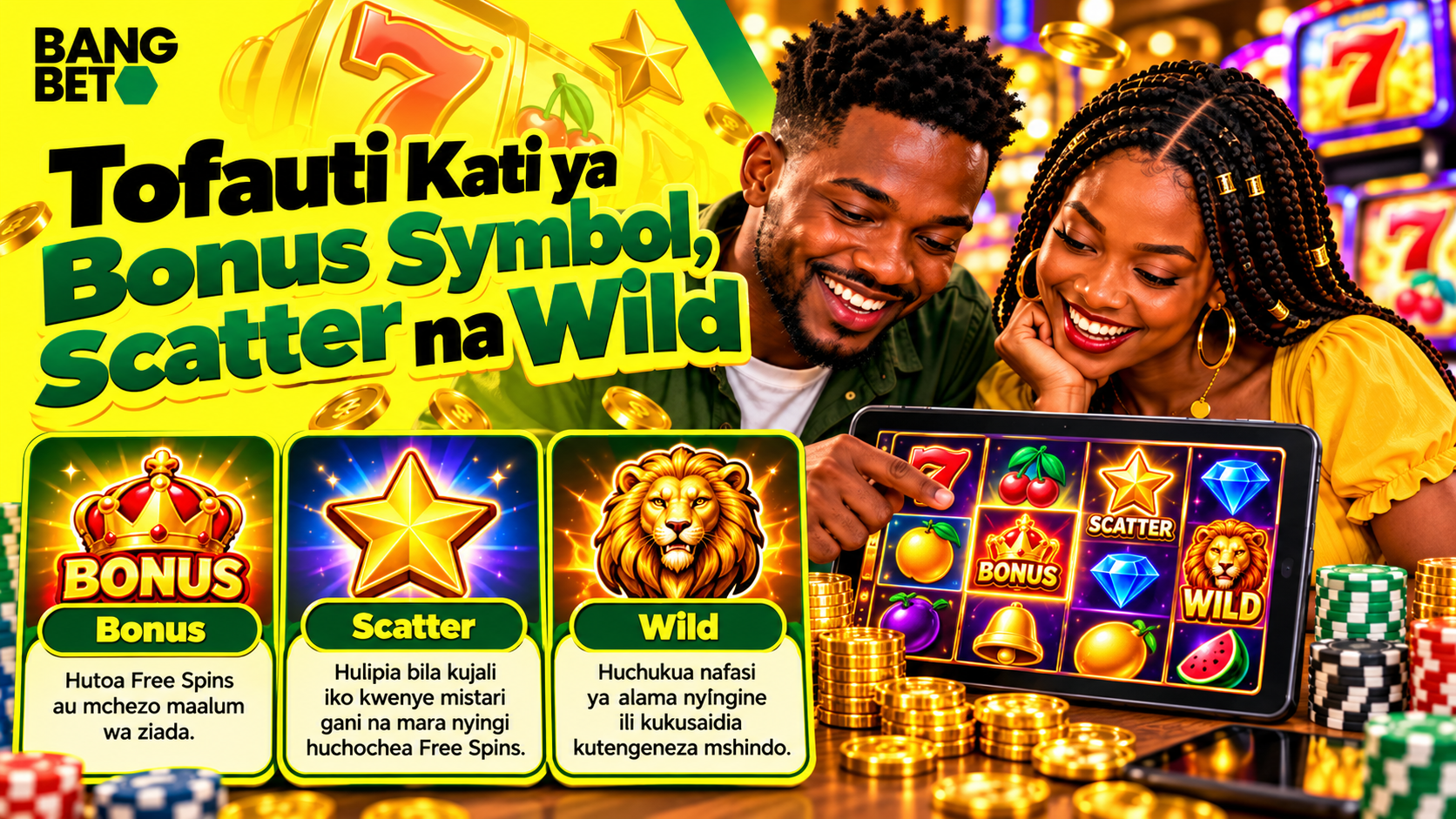 Tofauti Kati ya Bonus Symbol, Scatter na Wild kwenye Slots