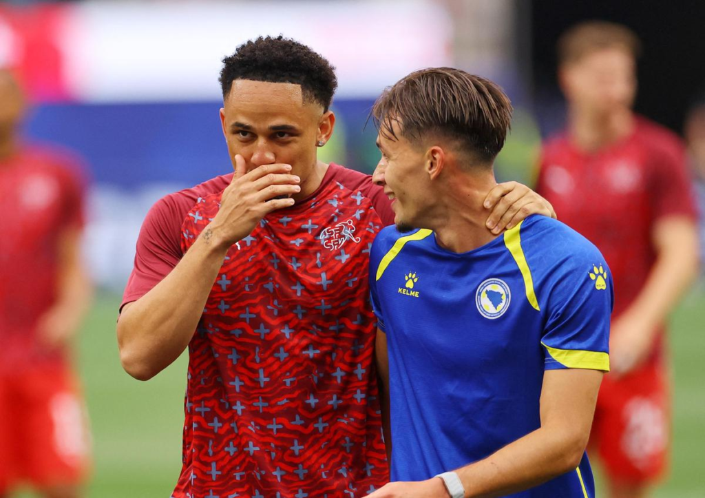 Two players who are in action