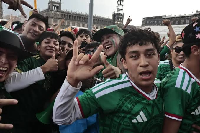 Mexico fans celebrate during the 1-0 victory over South Korea in Guadalajara