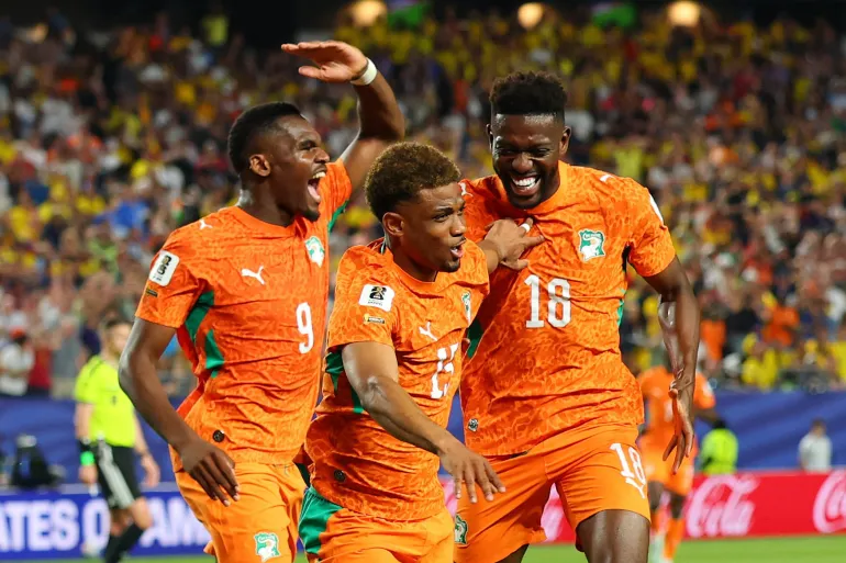 Germany players celebrate during match