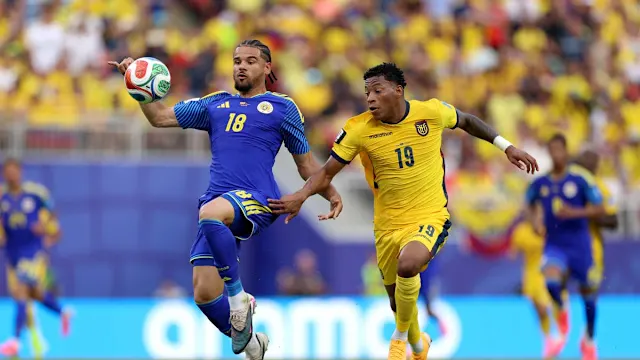 Ecuador captain controls the ball during the match