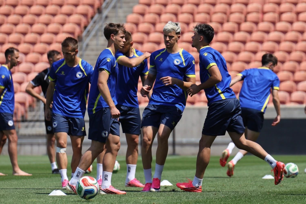 New Zealand players training before match