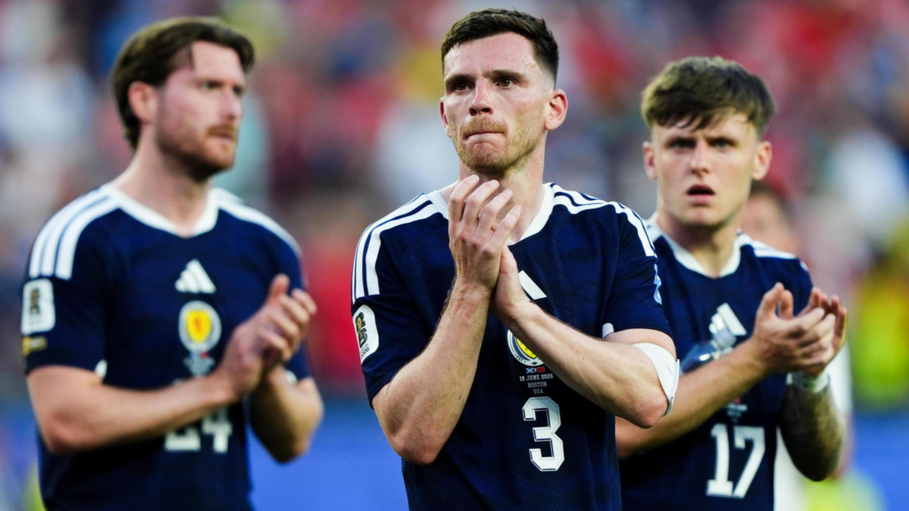 Scotland footballers before international match