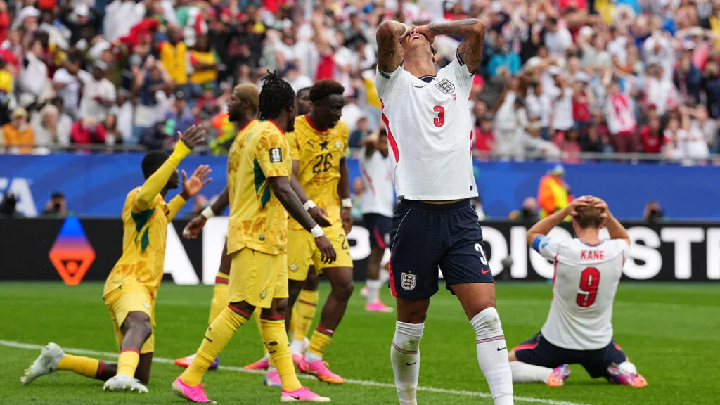 England captain applauds supporters after the match.
